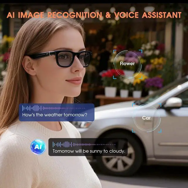 Alt view image 3 of 7 - 2026 AI Smart Glasses with Camera, 8MP Action Camera & 4K Video Recording Glasses with 3600mAh Charging Case, Photochromic Sunglasses, EIS Stabilization,Bluetooth Glasses for Men Women Cycling Working