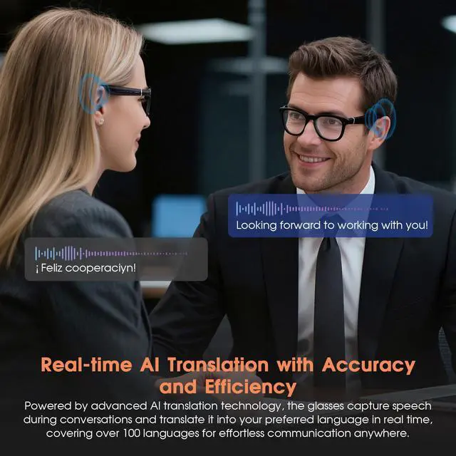 Alt view image 6 of 7 - 2026 AI Smart Glasses with Camera, 8MP Action Camera & 4K Video Recording Glasses with 3600mAh Charging Case, Photochromic Sunglasses, EIS Stabilization,Bluetooth Glasses for Men Women Cycling Working