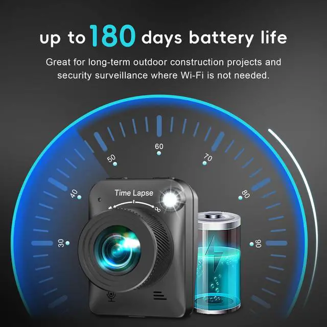 Alt view image 3 of 7 - Time Lapse Camera, 4K Timelapse Outdoor Construction Camera with 3 Mount, Waterproof Housing, SD Card for Construction Sites, House Building, Plant Growth