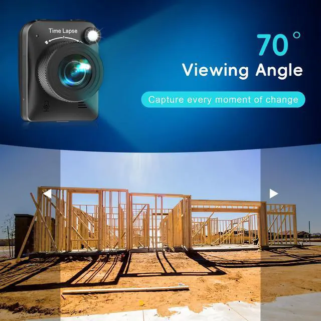 Alt view image 6 of 7 - Time Lapse Camera, 4K Timelapse Outdoor Construction Camera with 3 Mount, Waterproof Housing, SD Card for Construction Sites, House Building, Plant Growth
