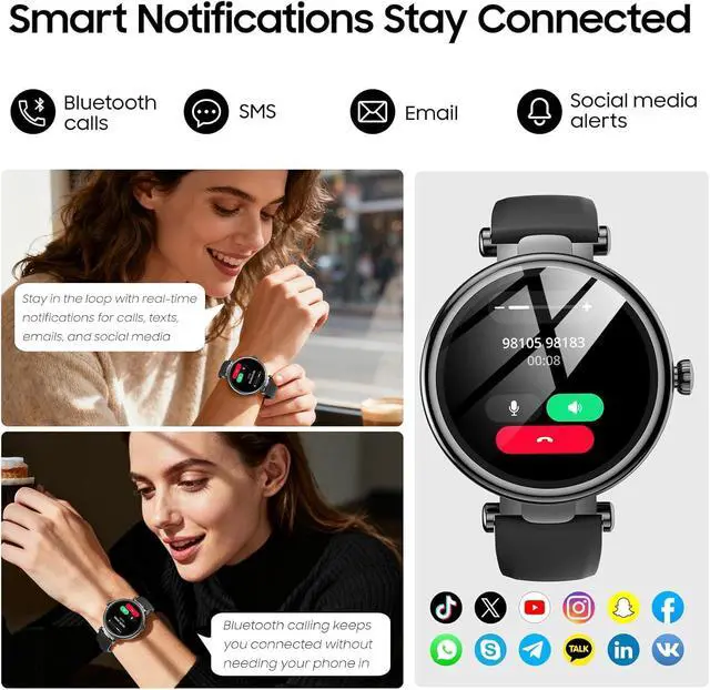 Alt view image 4 of 7 - S8 AMOLED Smart Watch for Women Men, 3ATM Waterproof Fitness Tracker | Heart Rate Monitor, Sleep & Stress Tracking, 100+ Sport Modes, Bluetooth Call Smartwatch Long Battery for Android iOS