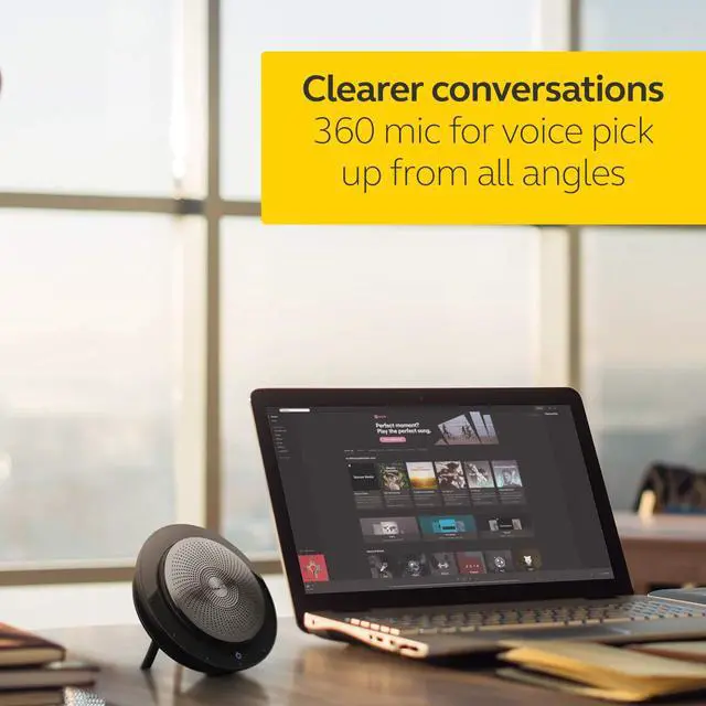 Alt view image 4 of 7 - Speak 710 UC Wireless Bluetooth Speakerphone with Link 370 USB Adapter Portable Conference Speaker for Holding Meetings Anywhere with Immersive Sound - Certified for Zoom & Google Meet