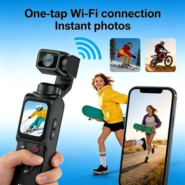 Alt view image 7 of 7 - 4K Handheld Pocket Camera with Face Tracking Rotating Lens, Vlogging Camera | Gimbal Digital Camcorder with 75MP Photo, 1.72 Touchscreen, 2400mAh Battery for 180 Mins Recording (Black)