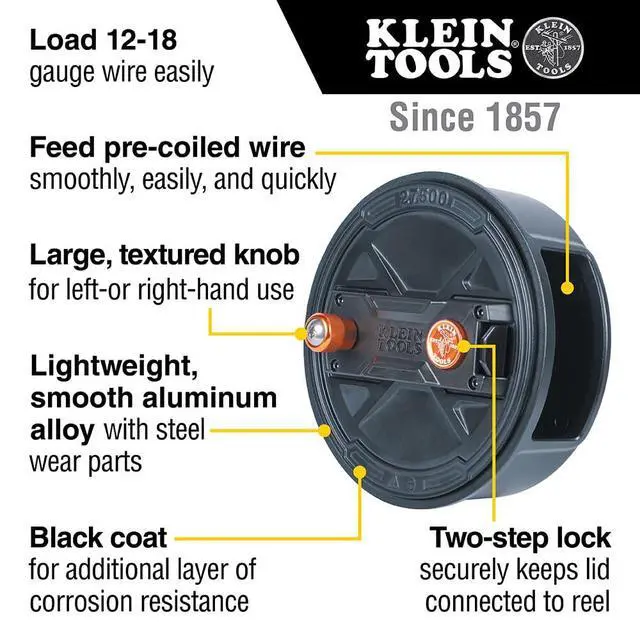 Alt view image 2 of 7 - 27500 Tie Wire Reel, Quick Lock, Lightweight Aluminum, 12-18 Gauge Wire, Ambidextrous Rewind Knob