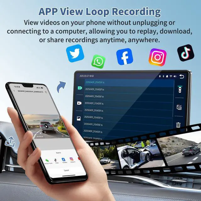 Alt view image 6 of 7 - Largest 11.3" Portable Apple Carplay Screen, Wireless Car Play & Android Auto Touch Screen, Car Stereo with App View/4K Dash Cam/Backup Camera/Mirror Link/Voice Control/Music Play/GPS/Bluetooth/FM