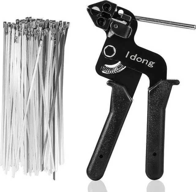 Main image of Metal tie wrap Gun kit,Stainless Steel Cable Tie Gun and 100PCS 4.6 x 270mm Stainless Steel Cable Ties,Zip Tie Tool,Cable Tie Gun