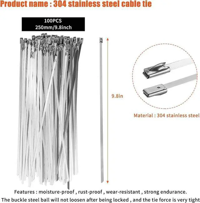 Alt view image 4 of 7 - Metal tie wrap Gun kit,Stainless Steel Cable Tie Gun and 100PCS 4.6 x 270mm Stainless Steel Cable Ties,Zip Tie Tool,Cable Tie Gun