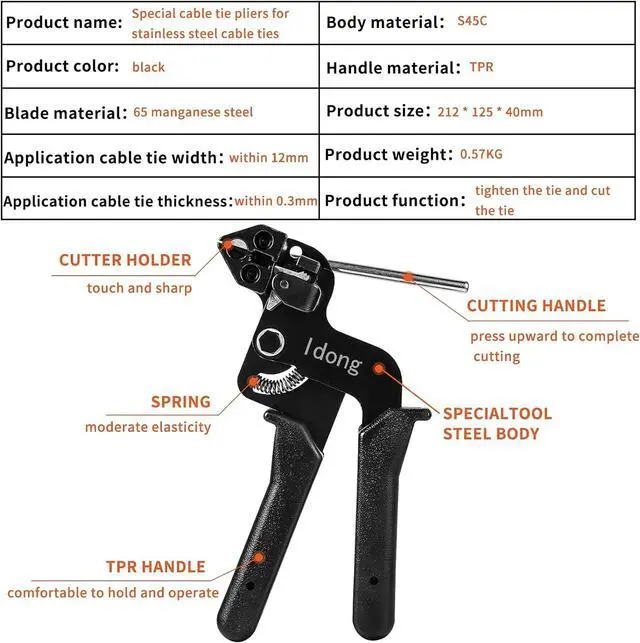 Alt view image 2 of 7 - Metal tie wrap Gun kit,Stainless Steel Cable Tie Gun and 100PCS 4.6 x 270mm Stainless Steel Cable Ties,Zip Tie Tool,Cable Tie Gun
