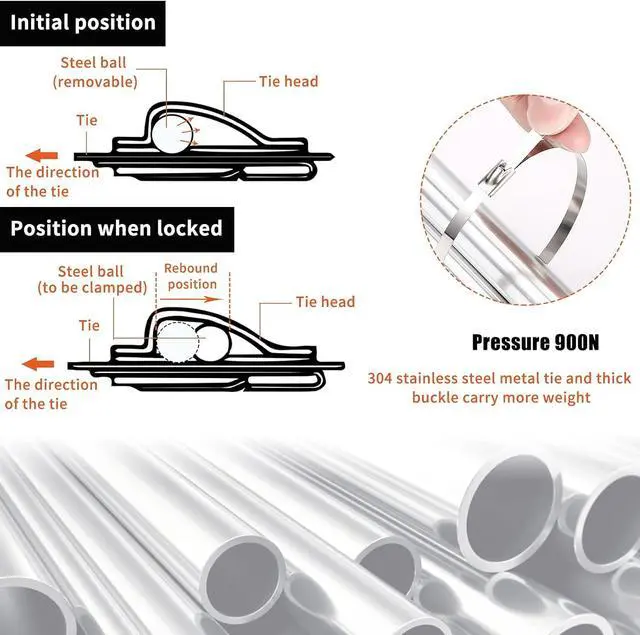 Alt view image 5 of 7 - Metal tie wrap Gun kit,Stainless Steel Cable Tie Gun and 100PCS 4.6 x 270mm Stainless Steel Cable Ties,Zip Tie Tool,Cable Tie Gun