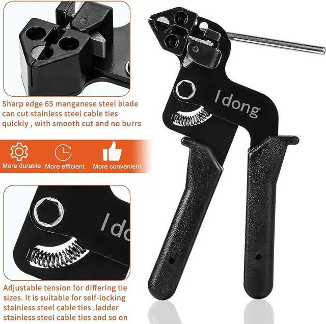 Alt view image 6 of 7 - Metal tie wrap Gun kit,Stainless Steel Cable Tie Gun and 100PCS 4.6 x 270mm Stainless Steel Cable Ties,Zip Tie Tool,Cable Tie Gun