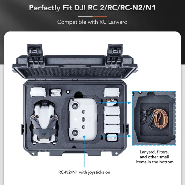 Alt view image 3 of 7 - Titan MM410 Hard Case for DJI Mini 3/3 Pro/Mini 4 Pro and RC2/N3 CASE ONLY,Fits Fly More Combo,Up to 7 Batteries,Supports RC Lanyard,IP67 Waterproof,Shockproof,CNC Cut Premium Foam