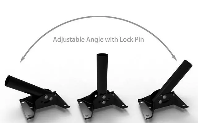 Alt view image 2 of 7 - Universal Antenna Mounting Pole 1.5" Dia x 35" L, Heavy Duty J Mount for Starlink, Weather Station & All Types of Antennas, Adjustable Pivot Lock Bracket for Wall, Eave & Roof