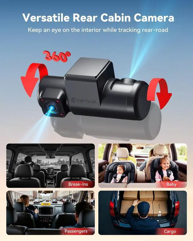 Alt view image 4 of 7 - F17 Plus 4 Channel Dash Cam,STARVIS 2 IMX675, 360° Inside & Outside Recording, 2.7K Front + 1080P Cabin & Rear, 5.8GHz WiFi GPS, Voice Control, Touchscreen, Parking Mode, Free 128GB Card, HDR