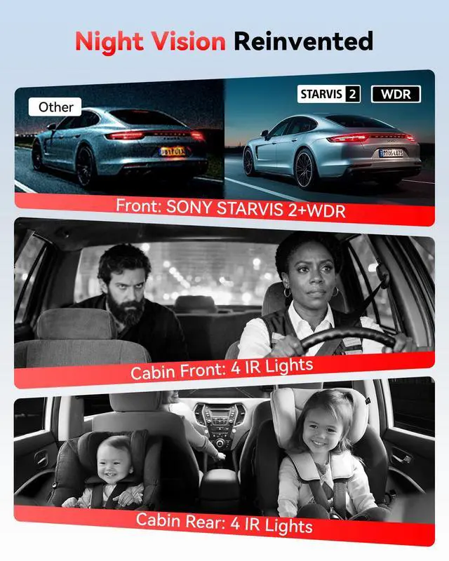 Alt view image 5 of 7 - F17 Plus 4 Channel Dash Cam,STARVIS 2 IMX675, 360° Inside & Outside Recording, 2.7K Front + 1080P Cabin & Rear, 5.8GHz WiFi GPS, Voice Control, Touchscreen, Parking Mode, Free 128GB Card, HDR