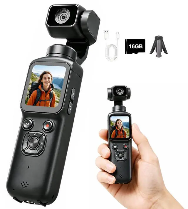 Main image of 4K Vlogging Camera,75MP Pocket Digital Camera with 330° Rotating Lens | YouTube Camera WiFi,1.72" Touch Screen,Face Tracking,16GB TF Card & Tripod,Handheld Camera for Daily Recording