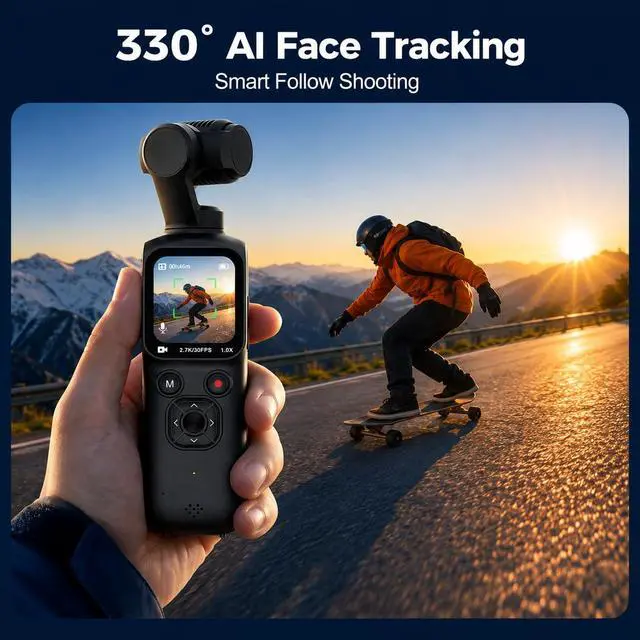 Alt view image 2 of 7 - 4K Vlogging Camera,75MP Pocket Digital Camera with 330° Rotating Lens | YouTube Camera WiFi,1.72" Touch Screen,Face Tracking,16GB TF Card & Tripod,Handheld Camera for Daily Recording
