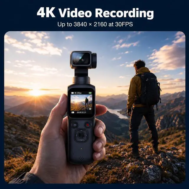 Alt view image 4 of 7 - 4K Vlogging Camera,75MP Pocket Digital Camera with 330° Rotating Lens | YouTube Camera WiFi,1.72" Touch Screen,Face Tracking,16GB TF Card & Tripod,Handheld Camera for Daily Recording