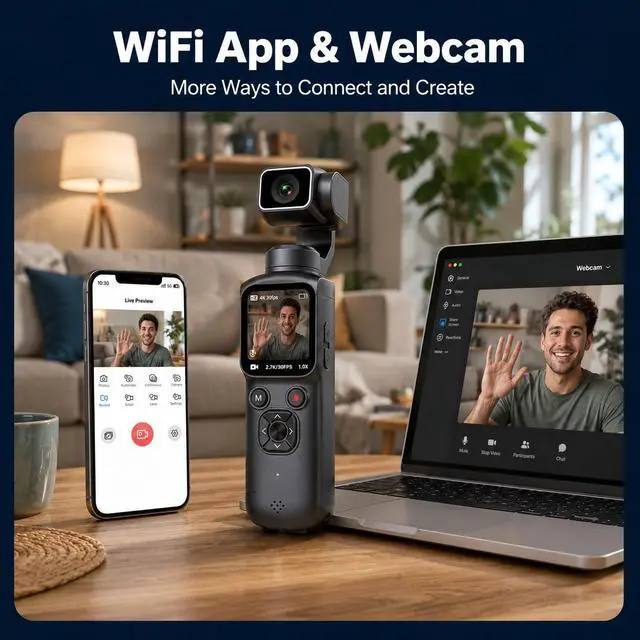 Alt view image 6 of 7 - 4K Vlogging Camera,75MP Pocket Digital Camera with 330° Rotating Lens | YouTube Camera WiFi,1.72" Touch Screen,Face Tracking,16GB TF Card & Tripod,Handheld Camera for Daily Recording