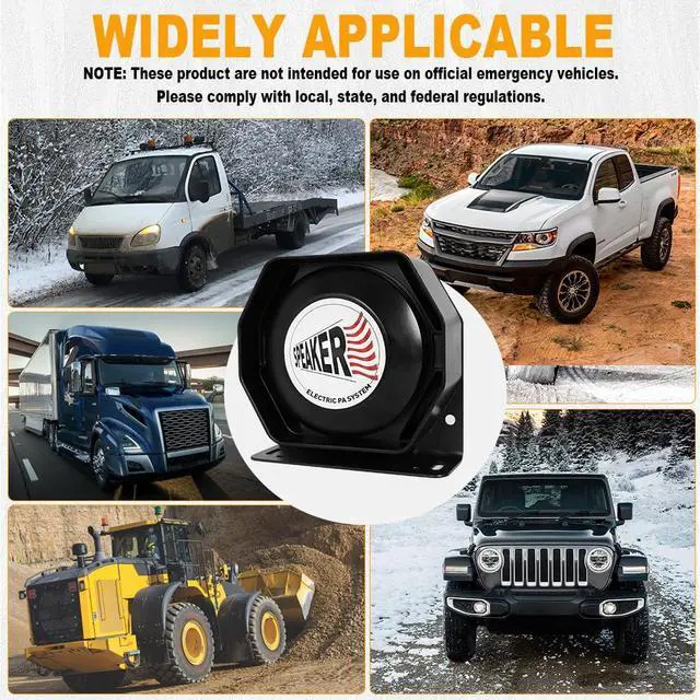 Alt view image 5 of 6 - Emergency Siren Speaker 200W Multi-Tones PA System Slim Speaker Sirens with Handheld Controller & Mic Microphone Electronic Alarm Horn Kit for Tow Truck Car Vehicles Pickup UTV ATV POV RV