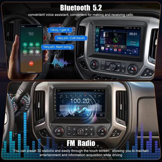 Alt view image 6 of 7 - 10.2 Inch QLED Carplay Screen for Chevrolet Silverado & GMC Sierra 2014-2018(Without Bo-se System),Android 13 Silverado Radio Stereo Support Wireless Carplay &Android Auto,Bluetooth&GPS,2+64GB