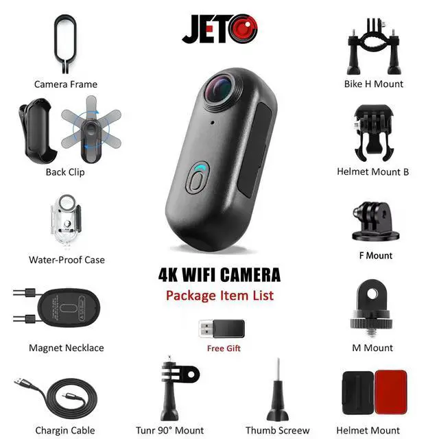 Alt view image 2 of 7 - 4K Mini Body Camera 128GB, Motorcycle Camera Clip-On POV Cam WiFi | 150° Wide Angle, WiFi App Live View, Waterproof Case, Helmet Bike Mount, Mini Action Camera for Cycling Travel Vlogs Kit
