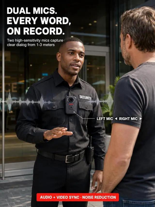 Alt view image 5 of 7 - SPIKECAM S3 4K Body Camera with Audio and Video Recording, 160° Wide Angle Body Cam, 2 Inch Screen, Front Record Button, 3.9 oz Lightweight Bodycam for Security Guards and Patrol Officers