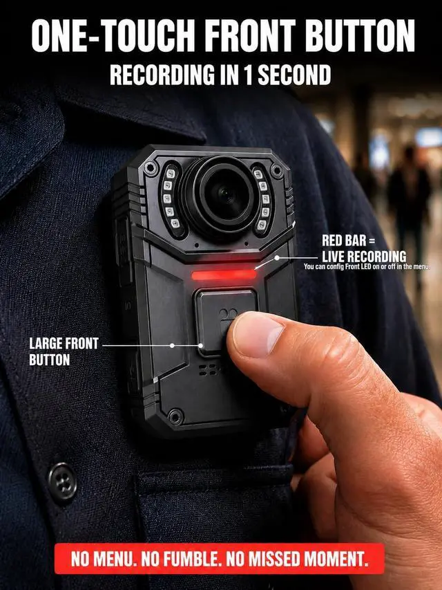 Alt view image 6 of 7 - SPIKECAM S3 4K Body Camera with Audio and Video Recording, 160° Wide Angle Body Cam, 2 Inch Screen, Front Record Button, 3.9 oz Lightweight Bodycam for Security Guards and Patrol Officers