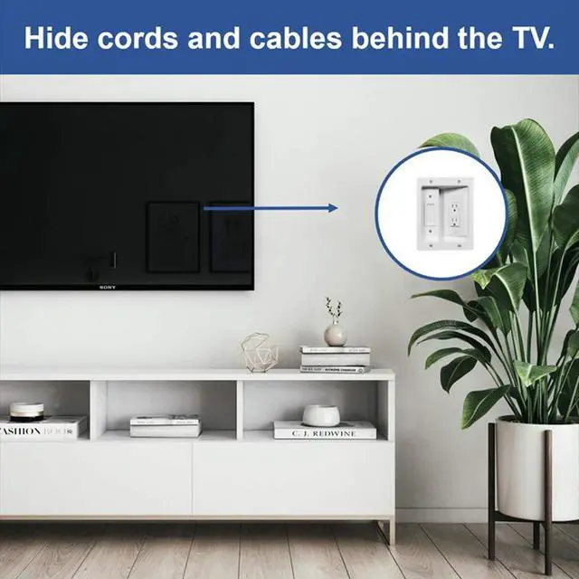 Alt view image 2 of 7 - Legrand OnQ in-Wall Cable Management Kit for Power & Low Voltage Cords Hides TV or Display Cables Retrofit Behind the Wall UL Listed TV Cord Hider w/DIY Install & Included Hardware HT2102WHV1