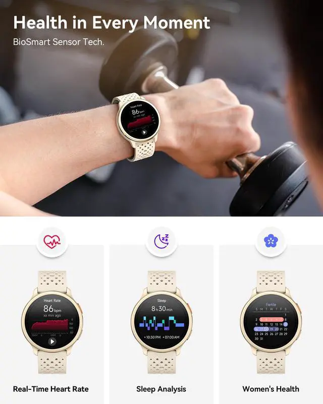 Alt view image 4 of 7 - Smart Watches for Women & Men, Compatible with iPhone & Android | 1.27" Fitness Tracker with Bluetooth Calling, AMOLED Display, Heart Rate & Sleep Tracking, 2 Bands, Perfect Smart Gift