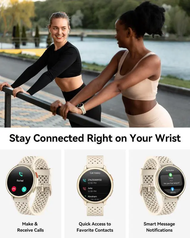 Alt view image 3 of 7 - Smart Watches for Women & Men, Compatible with iPhone & Android | 1.27" Fitness Tracker with Bluetooth Calling, AMOLED Display, Heart Rate & Sleep Tracking, 2 Bands, Perfect Smart Gift