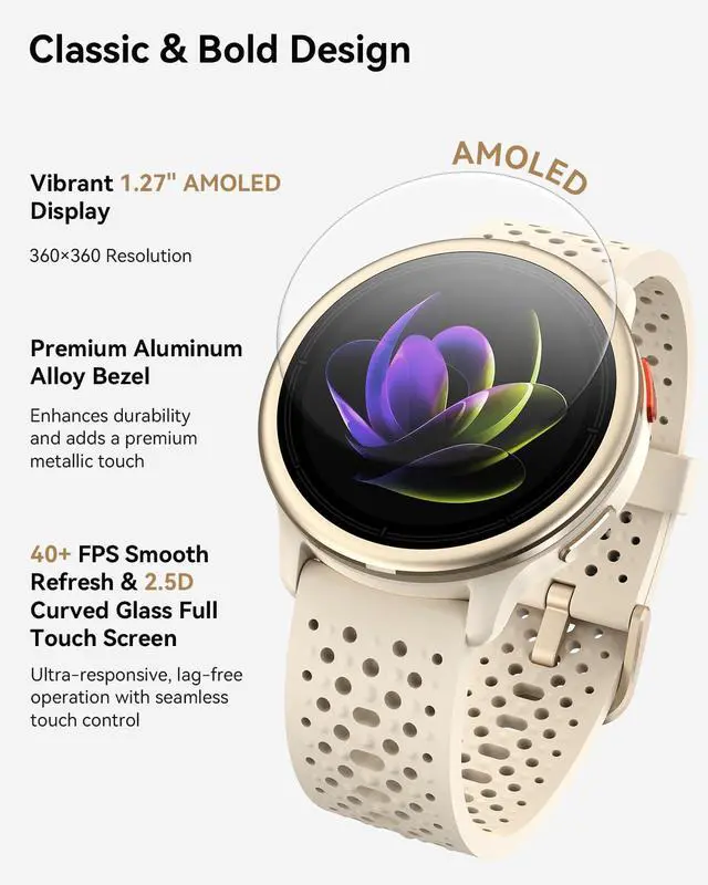 Alt view image 2 of 7 - Smart Watches for Women & Men, Compatible with iPhone & Android | 1.27" Fitness Tracker with Bluetooth Calling, AMOLED Display, Heart Rate & Sleep Tracking, 2 Bands, Perfect Smart Gift