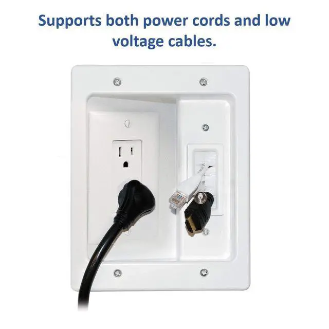 Alt view image 5 of 7 - Legrand OnQ in-Wall Cable Management Kit for Power & Low Voltage Cords Hides TV or Display Cables Retrofit Behind the Wall UL Listed TV Cord Hider w/DIY Install & Included Hardware HT2102WHV1