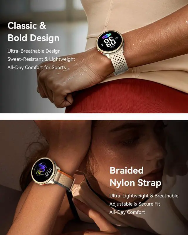 Alt view image 6 of 7 - Smart Watches for Women & Men, Compatible with iPhone & Android | 1.27" Fitness Tracker with Bluetooth Calling, AMOLED Display, Heart Rate & Sleep Tracking, 2 Bands, Perfect Smart Gift