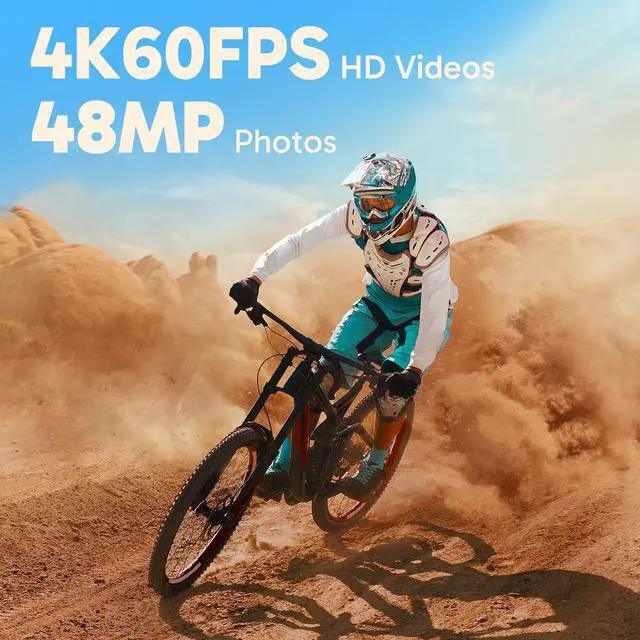 Alt view image 2 of 7 - Brave 8 Lite 4K60 Ultra HD Video 48MP Photo Waterproof Action Camera | 33ft Underwater Camera, SuperSmooth Stabilization, HDR, Touch Screen, 5G WiFi, 8X Slow Motion with Helmet Accessories Kit