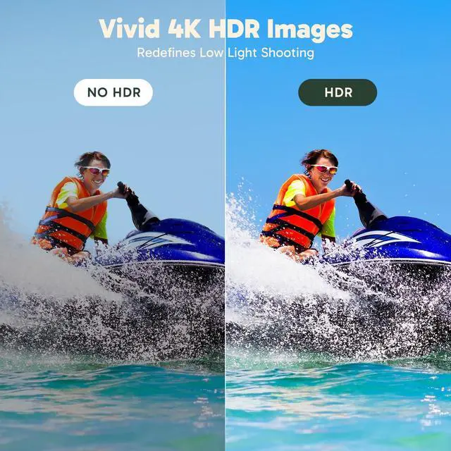 Alt view image 5 of 7 - Brave 8 Lite 4K60 Ultra HD Video 48MP Photo Waterproof Action Camera | 33ft Underwater Camera, SuperSmooth Stabilization, HDR, Touch Screen, 5G WiFi, 8X Slow Motion with Helmet Accessories Kit