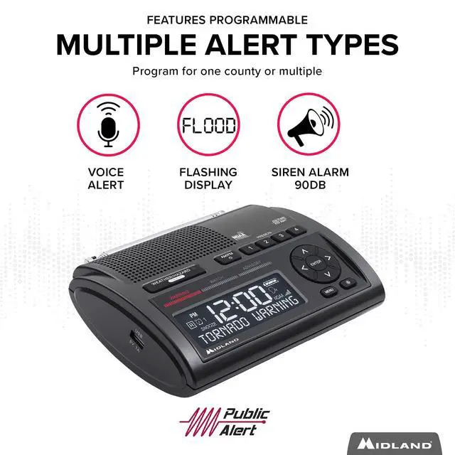 Alt view image 6 of 7 - Deluxe Home and Travel Emergency Radio - NOAA Weather Alert Scanner, Flashlight, Alarm Clock and AM/FM