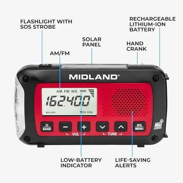 Alt view image 7 of 7 - Deluxe Home and Travel Emergency Radio - NOAA Weather Alert Scanner, Flashlight, Alarm Clock and AM/FM