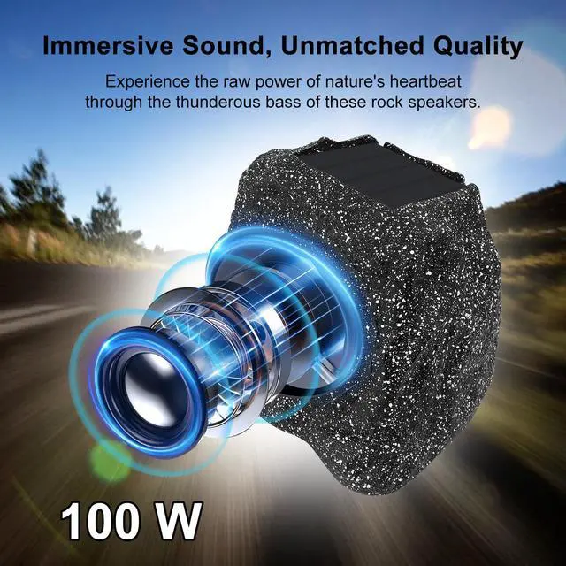 Alt view image 5 of 7 - 6.5" Rock Bluetooth Speakers Outdoor Waterproof IPX7 Wireless Solar Max 200 Watt, TWS Connection Powered with Rechargeable Battery for Garden Patio Deck Pool BackyardBlack1Pair