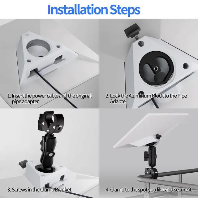 Alt view image 5 of 7 - Starlink Mini Mount 2026/2025 New Upgraded, Starlink Mini Clamp Mount for Car RV Rack Compatible with 2025 New Version Pipe Adapter and 2024 Pipe Adapter