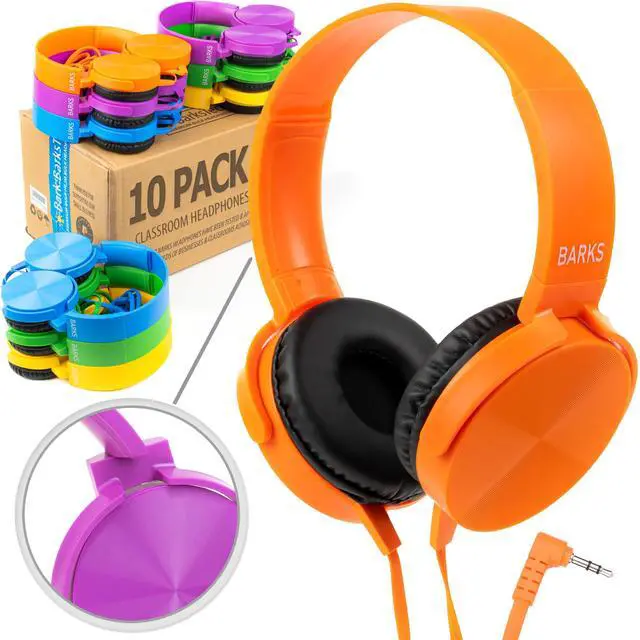 Main image of Select Classroom Headphones Bulk 10 Pack On-Ear Wired 3.5mm Mixed Colors | Durable Everyday Student Use, Colorful Class Set, Tangle-Free Cords, Adjustable Fit All-Day Comfort, Easy Clean, K-12 Schools