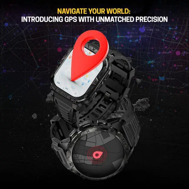 Alt view image 6 of 7 - Blaze Smart Watch with GPS Rugged Fitness Trackers, IP69K Waterproof, 170+ Sports Modes, Gorilla Glass, Make/Receive Calls, Android & iOS Compatible