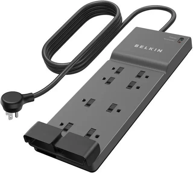 Main image of Power Strip Surge Protector with 8 Outlets, 6 ft Long Flat Plug Heavy Duty Extension Cord + Overload Protection for Home, Office, Travel, Compuer Desktop & Phone Charging Brick (3,550 Joules)