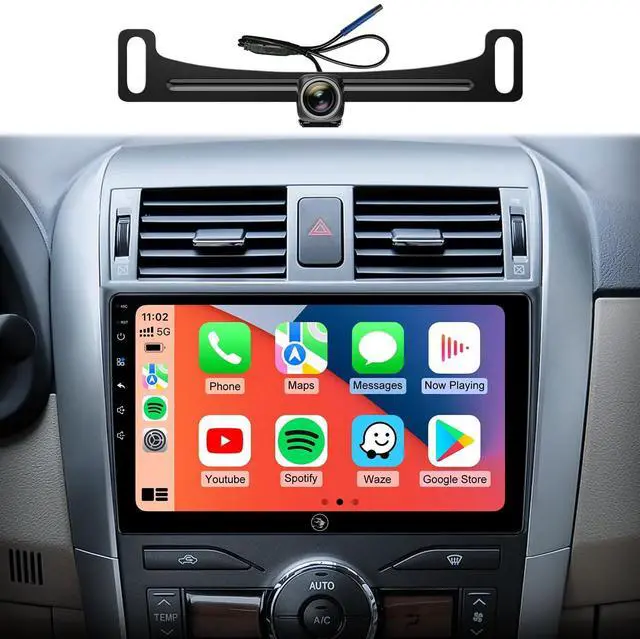 Main image of Car Radio Stereo for Toyota Corolla 08-12, Wireless CarPlay Android Auto | 9-inch IPS HD touchscreen, 5G WiFi GPS navigation, Bluetooth FM AM SWC, plug-and-play, 1080P backup camera