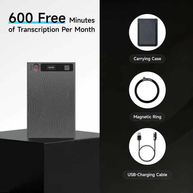 Alt view image 4 of 7 - TicNote AI Voice Recorder, AI Transcription & Summary, 64GB | with Case, APP Control, 120+ Languages, Dual-Mode Recording, Voiceprint Identification, AI Shadow, 600 Minutes Free/Month