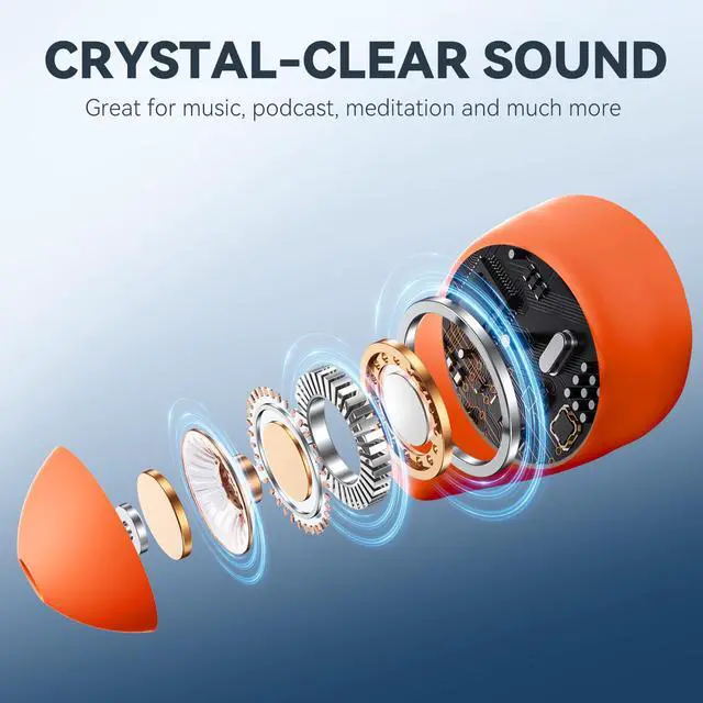 Alt view image 4 of 6 - Sleepals micro Sleep Earbuds for Side Sleepers | Sleep Headphones with Soft and Snug Fit | Moderate Noise Reduction (not ANC) | Small and Light, 4H Single Play, 28H with Charging Case (Orange)