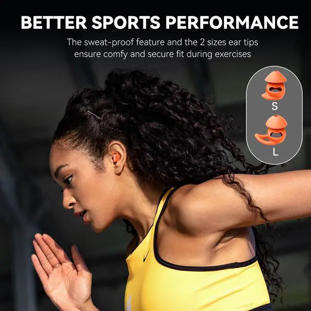 Alt view image 6 of 6 - Sleepals micro Sleep Earbuds for Side Sleepers | Sleep Headphones with Soft and Snug Fit | Moderate Noise Reduction (not ANC) | Small and Light, 4H Single Play, 28H with Charging Case (Orange)