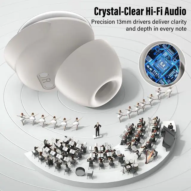 Alt view image 3 of 7 - Sleep Headphones Small Design for Side Sleepers, Clear Call Sleep Earbuds,Waterproof Earphones 2026 Off White