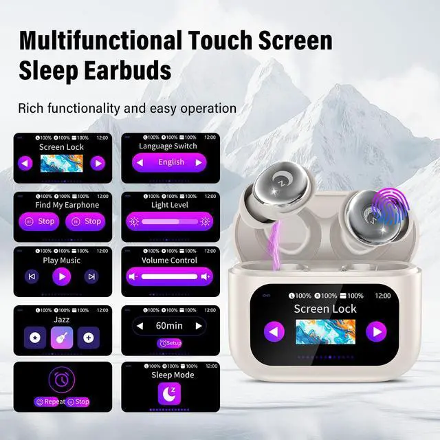 Alt view image 6 of 7 - Sleep Headphones Small Design for Side Sleepers, Clear Call Sleep Earbuds,Waterproof Earphones 2026 Off White