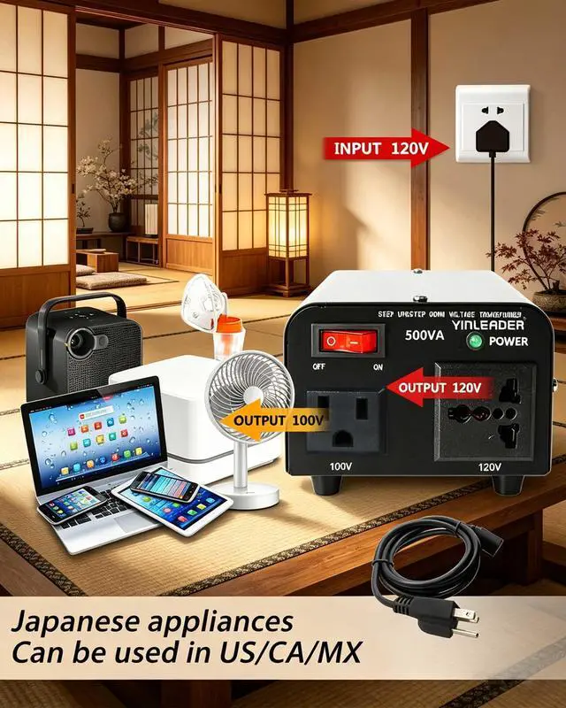 Alt view image 3 of 7 - 500W US to Japan Voltage Converter 120V to 100V Step Down Transformer | for Japanese Appliances (turntable/player/Amplifier/yogurtia/consoles/synthesizers, etc.) use in US