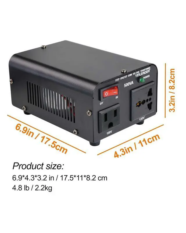 Alt view image 5 of 7 - 500W US to Japan Voltage Converter 120V to 100V Step Down Transformer | for Japanese Appliances (turntable/player/Amplifier/yogurtia/consoles/synthesizers, etc.) use in US